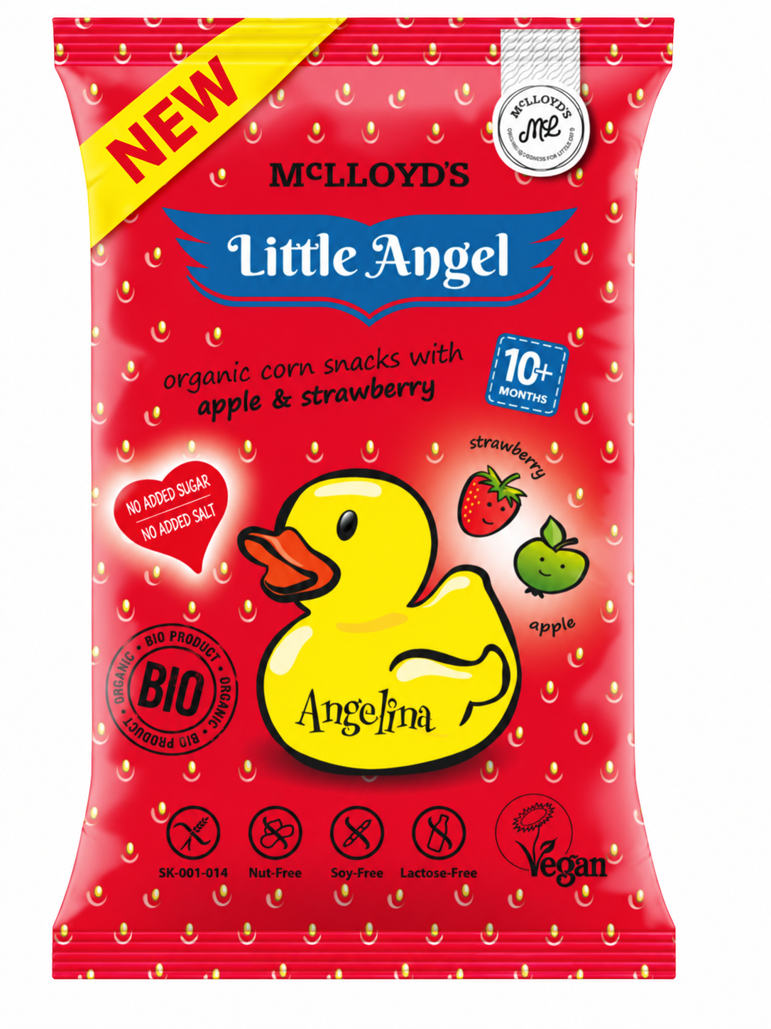 Little Angel Organic Corn Snack Apple & Strawberry – Starting 10 Months+ – 4×15G