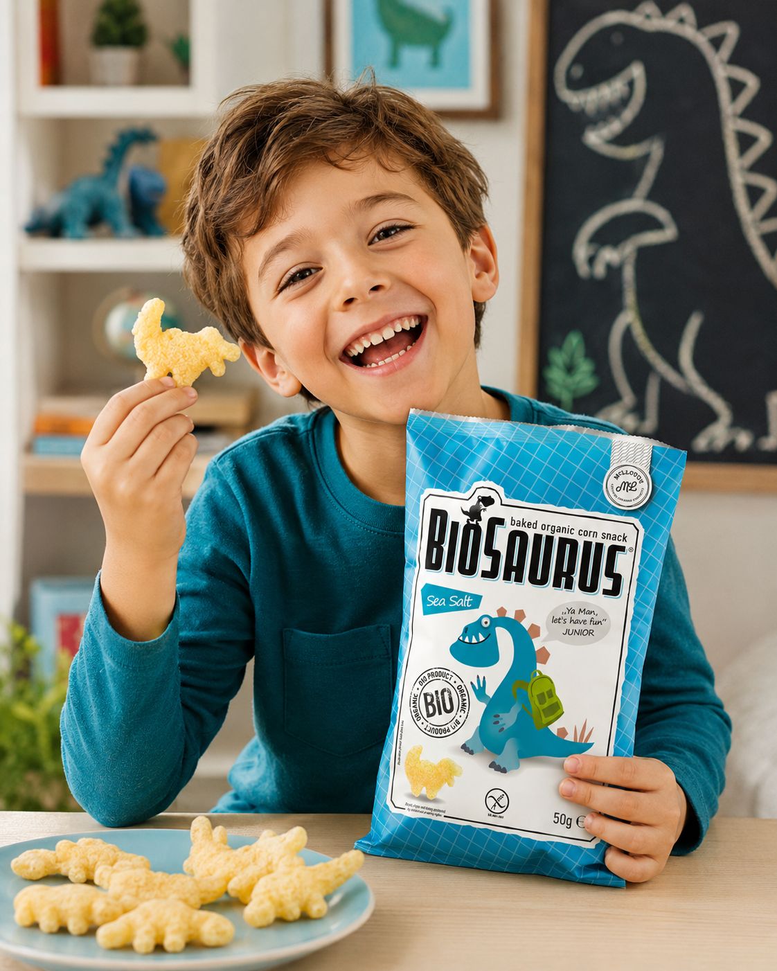 BioSaurus Organic Corn Snack – Sea Salt 4x15g
