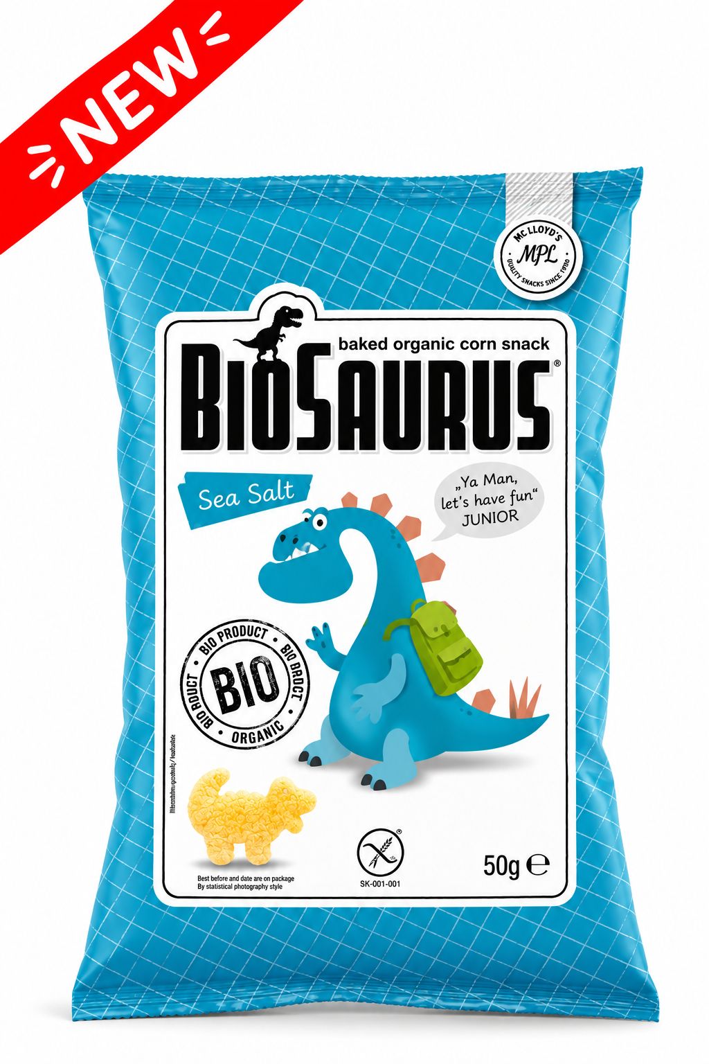 BioSaurus Organic Corn Snack – Sea Salt 4x15g