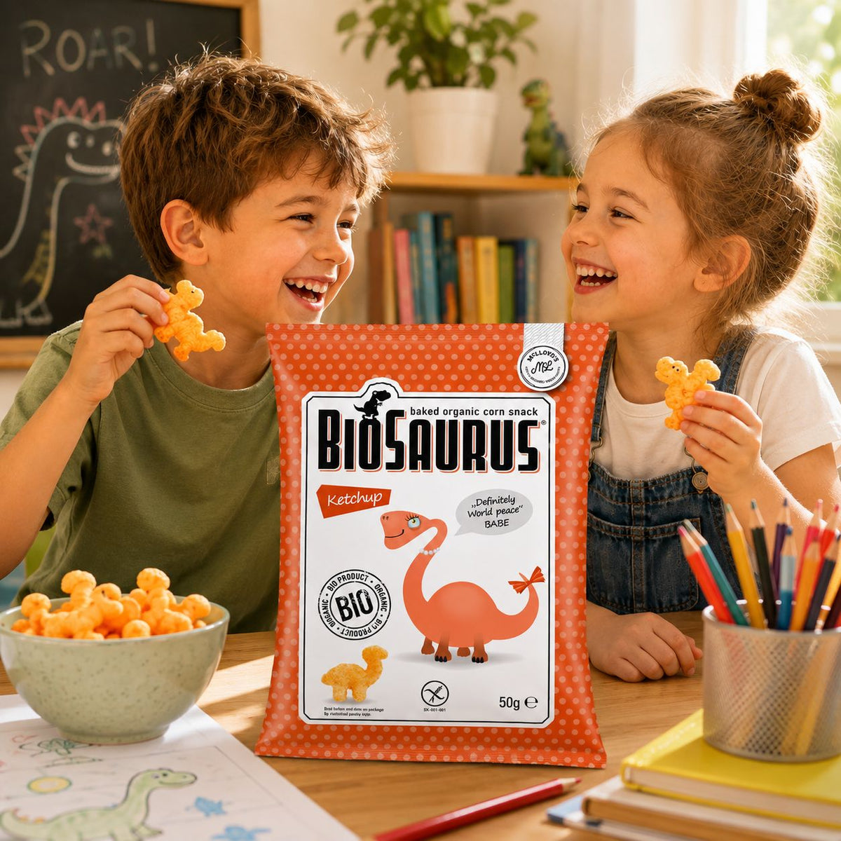 BioSaurus Organic Corn Snack – Ketchup 4x15g