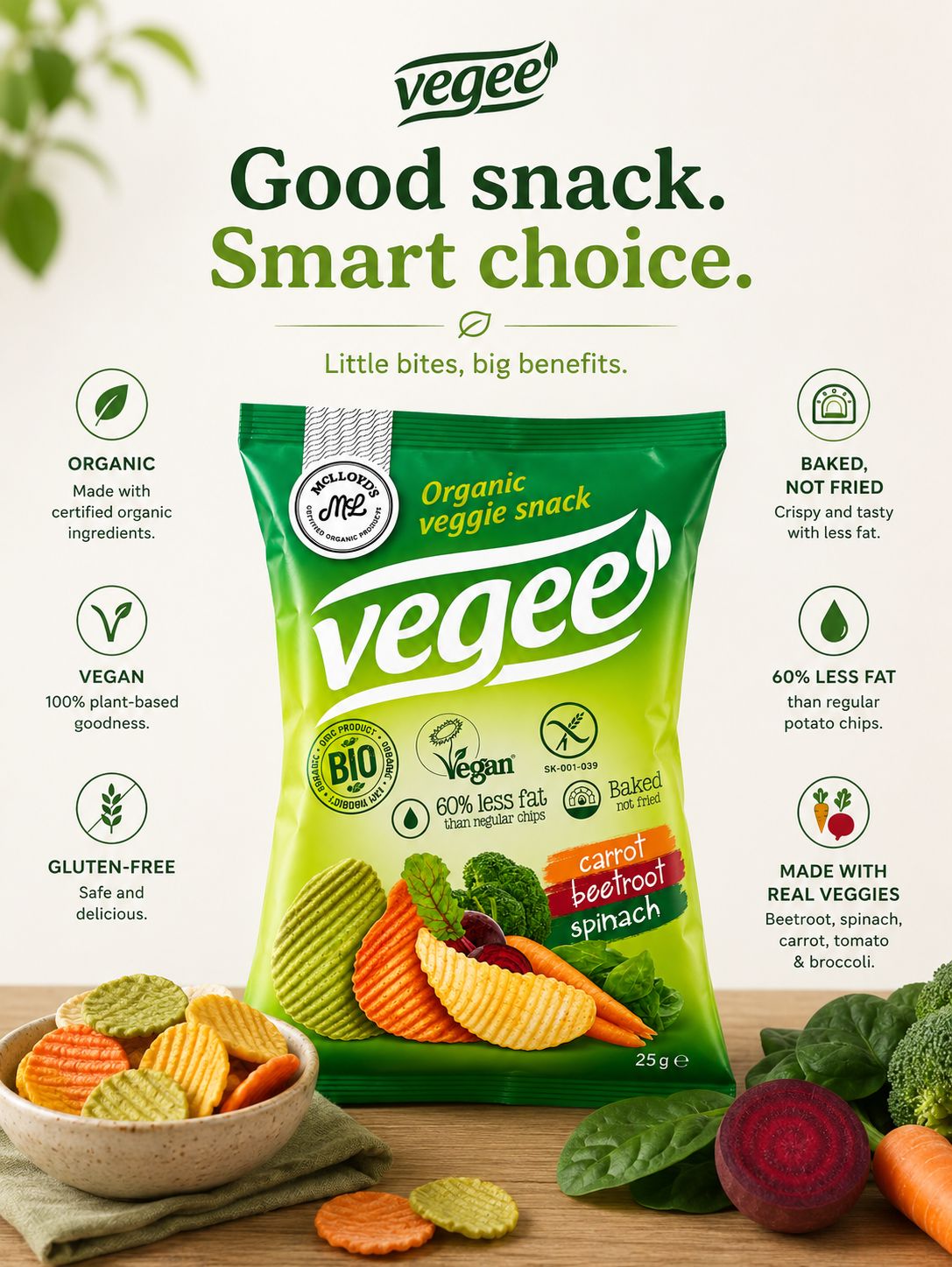 McLLOYD’S Vegee Organic Veggie Snack – 25g