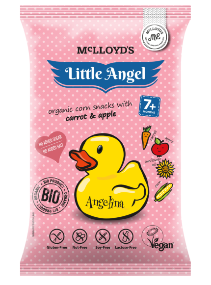 Little Angel Angelina Organic Corn Snack Carrot & Apple – Starting 7 Months+ – 4×15G